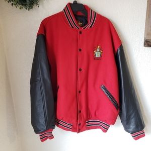 Vintage G.A.M.E. Sportswear Ltd Wool Blend Red Varsity England Bomber Jacket 2X